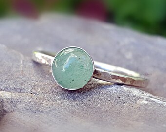 Anillo de aventurina, anillo de piedra verde, anillo de aventurina verde, anillo de aventurina de plata de ley, anillo de piedra