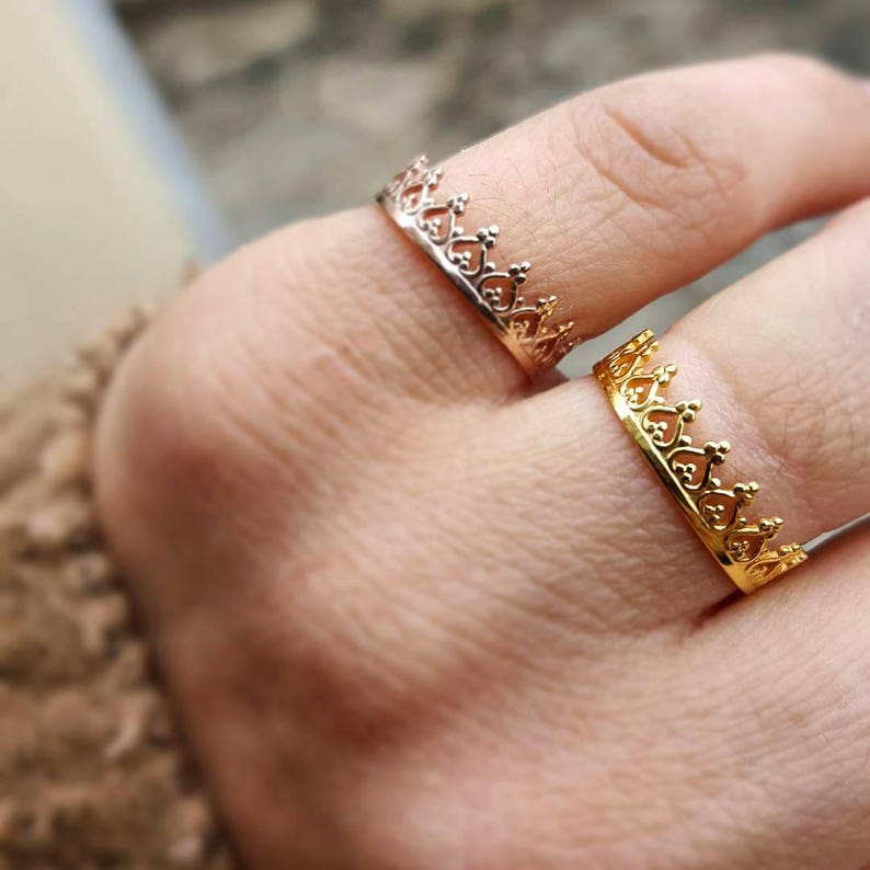 Crown Ring Crown Ring Rose Gold Tiara Ring Princess Ring Etsy