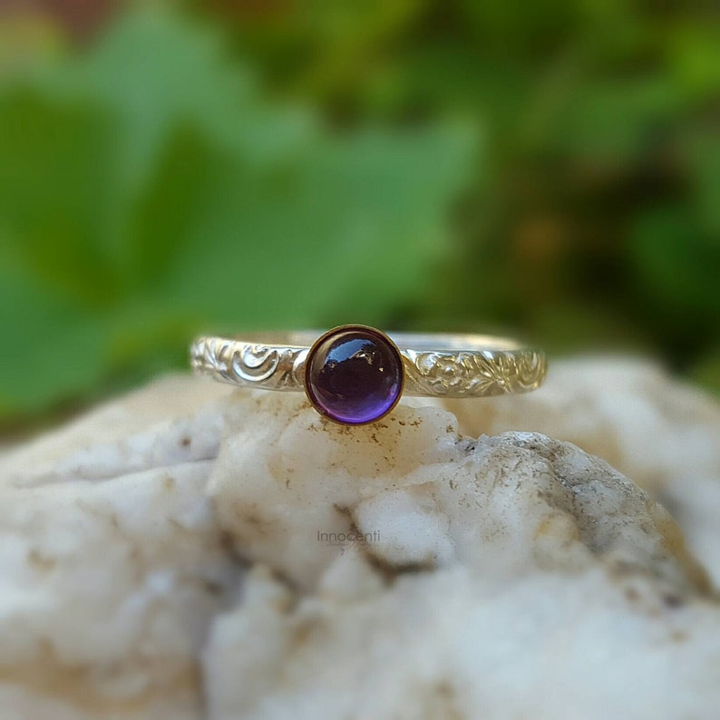 Amethyst Ring Gold Amethyst Ring Promise Ring Amethyst Engagement Gemstone Ring Yellow Gold Amethyst Amethyst Jewelry February Birthstone
