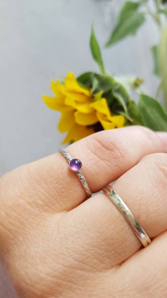 Amethyst Ring, Dainty Amethyst Ring, Small Stack Ring, Amethyst Stack Ring, Silver Amethyst Ring, February Birthstones, Purple Gemstone Ring