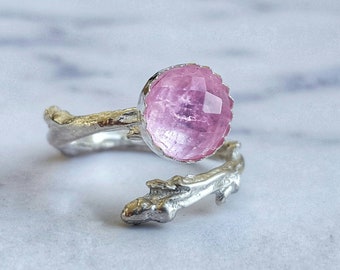 Zweig-Verlobungsring, Alternativer Verlobungsring, Elfenring, Elfenschmuck, Zweigring aus Sterlingsilber