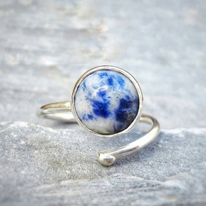 Blue Sodalite Ring Blue Stone Ring Sodalite Ring Constellation Ring Stacking Ring Gemstone Ring Universe Ring Sky Ring Galaxy Ring Star