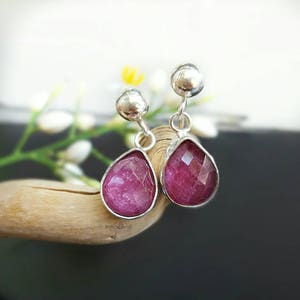 Ruby Earrings, Ruby Drop Earrings, July Birthstone, Ruby Dangle Earrings, Red Ruby Earrings, Ruby Jewelry, Ruby Bridal Earrings,Natural Ruby