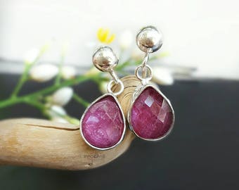 Boucles d'oreilles rubis, boucles d'oreilles pendantes rubis, pierre de naissance en juillet, boucles d'oreilles pendantes rubis, boucles d'oreilles rubis rouge, bijoux en rubis, boucles d'oreilles de mariée rubis, rubis naturel