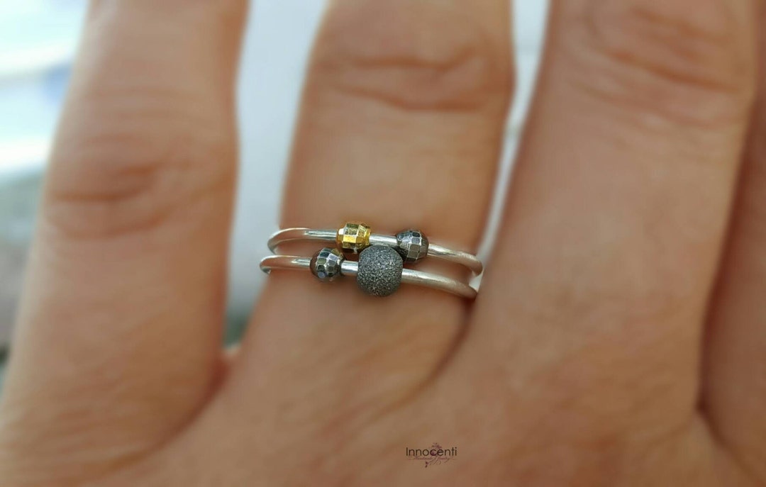 Fidget Ring Set, Worry Ring Set, Meditation Rings, Two Tone Ring Set ...