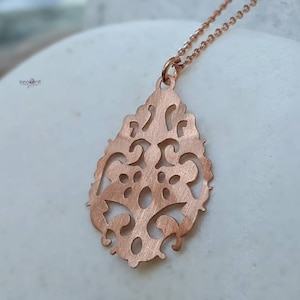 Dainty Rose Gold Necklace Delicate Rose Gold Necklace Rose Gold Layering Necklace  Rose Gold Lace Necklace Filigree Necklace