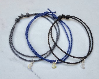 Moon Wish Bracelet, Silver Moon Bracelet, Crescent Moon  Bracelet, Moon Charm Bracelet, Celestial Jewelry