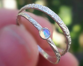 Opal Ring, White Opal Ring, Rainbow Opal Ring, Opal Silver Ring, Dainty Opal Ring, Small Opal Ring, Thin Opal Ring, Simple Opal Ring