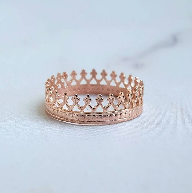 Crown Ring, Crown Ring Rose Gold, Tiara Ring, Princess Ring, Crown Minimalist Ring, Midi Ring, Princess Crown Ring, Bridesmaids Ring image 4