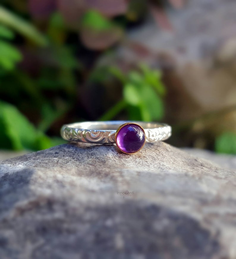 Amethyst Ring Gold Amethyst Ring Promise Ring Amethyst Engagement Gemstone Ring Yellow Gold Amethyst Amethyst Jewelry February Birthstone