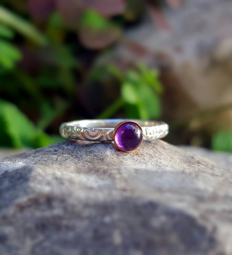 Amethyst Ring Gold Amethyst Ring Promise Ring Amethyst Engagement Gemstone Ring Yellow Gold Amethyst Amethyst Jewelry February Birthstone