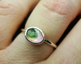 Watermelon Tourmaline Ring, Tourmaline Ring, Watermelon Tourmaline, Bi Color Tourmaline, Pink Tourmaline, Green Tourmaline Ring