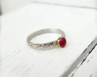 Echter Rubinring, Rubin-Verlobungsring, Rubinring, Rubin-Versprechensring, Verlobungsring, Push-Geschenk, Reinheitsring, Rubinschmuck