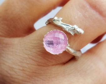 Zweig-Verlobungsring, Alternativer Verlobungsring, Elfenring, Elfenschmuck, Zweigring aus Sterlingsilber