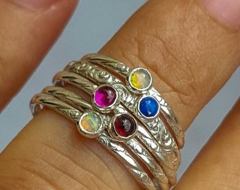 Tiny Gemstone Ring, Birthstone Ring, Tiny Stacking Ring, Gemstone Ring, Tiny Gemstone Ring, Midi Ring, Dainty Gemstone Ring