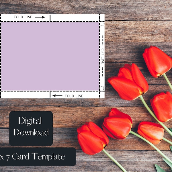 Landscape Digital Folded Greeting Card template Outline 5x7 CANVA template link Digital Download Unique Greeting Card