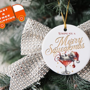 Funny Chiristmas Ornament Gift, Christmas Ornament Martini Glasses, Holiday Keepsake Christmas Idea, Martini Lover, Mouse in a Martini Glass