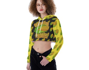 Crop Top Hoodie - Blk/Ylw w/ Tegu Logo on Back