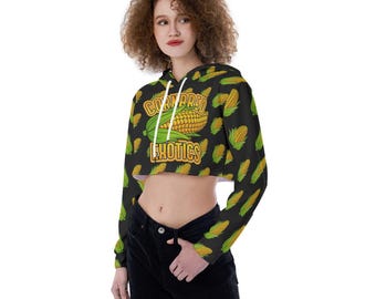 Crop Top Hoodie - Black w/ Tegu Logo on Back