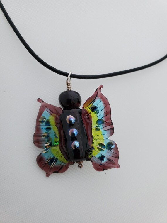 Vintage Glass Butterfly journal Charm Pendant