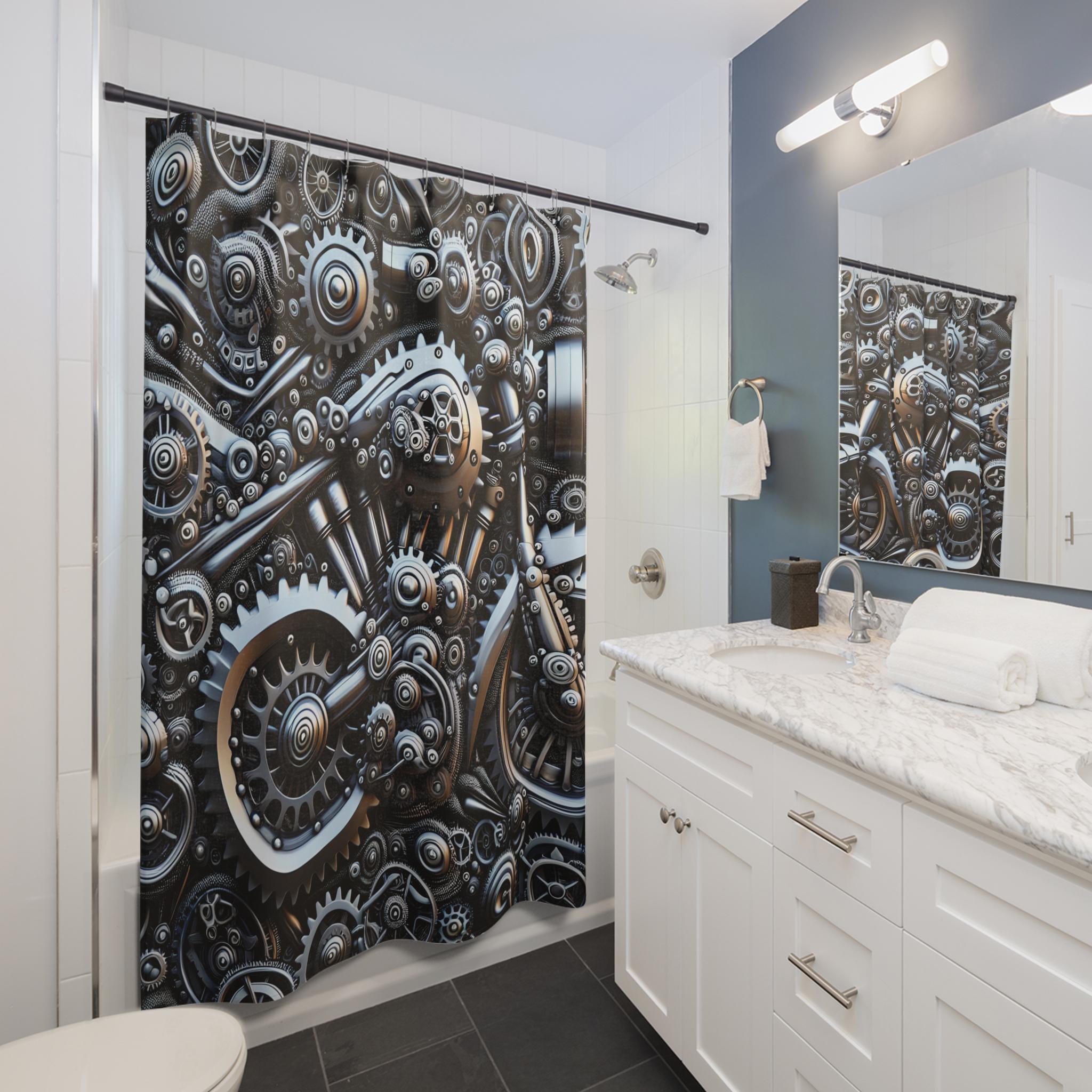 Harley Davidson Legendary Motorcycle Art Printed Shower Curtain