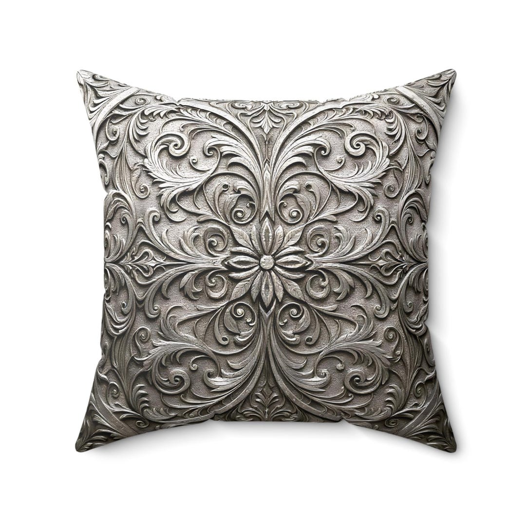 Art Deco Metallic Effect Pillow | Square Throw Cushion - Etsy