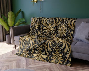 Art Nouveau Velvet Throw Blanket | Shimmering Decorative Throw