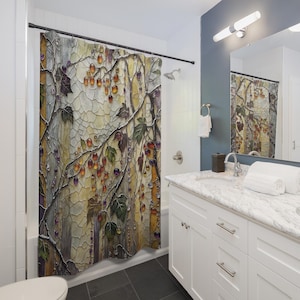 Grapevine Print Shower Curtain | Botanical Vine Bathroom Decor