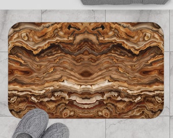 Abstract Wood Tones Practical as Stylish Bath Mat - Unique Home Decor, Accent Bath Mat, House Warming Gift