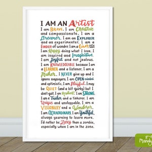 Artist Alphabet Quote Art Print Hand Lettered Motivational Quote, Artist Wall Decor, Art Studio Decor, Art Teacher Classroom image 1