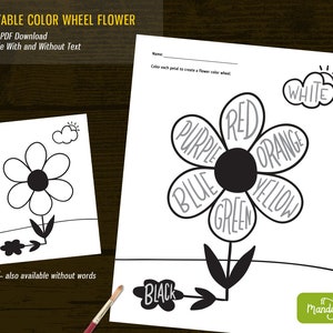 Flower Color Wheel Printable PDF | Instant Download, Kids Spring Activity, Primary / Elementary Art Lesson
