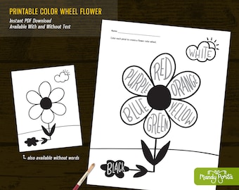 Blumen Farbrad Printable PDF | Sofort Download, Kinder Frühling Aktivität, Primär / Elementar Kunstunterricht