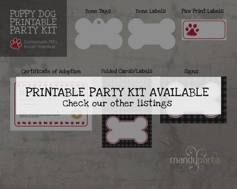 Puppy Dog Adoption Certificate Birthday Party Printable Available in ...