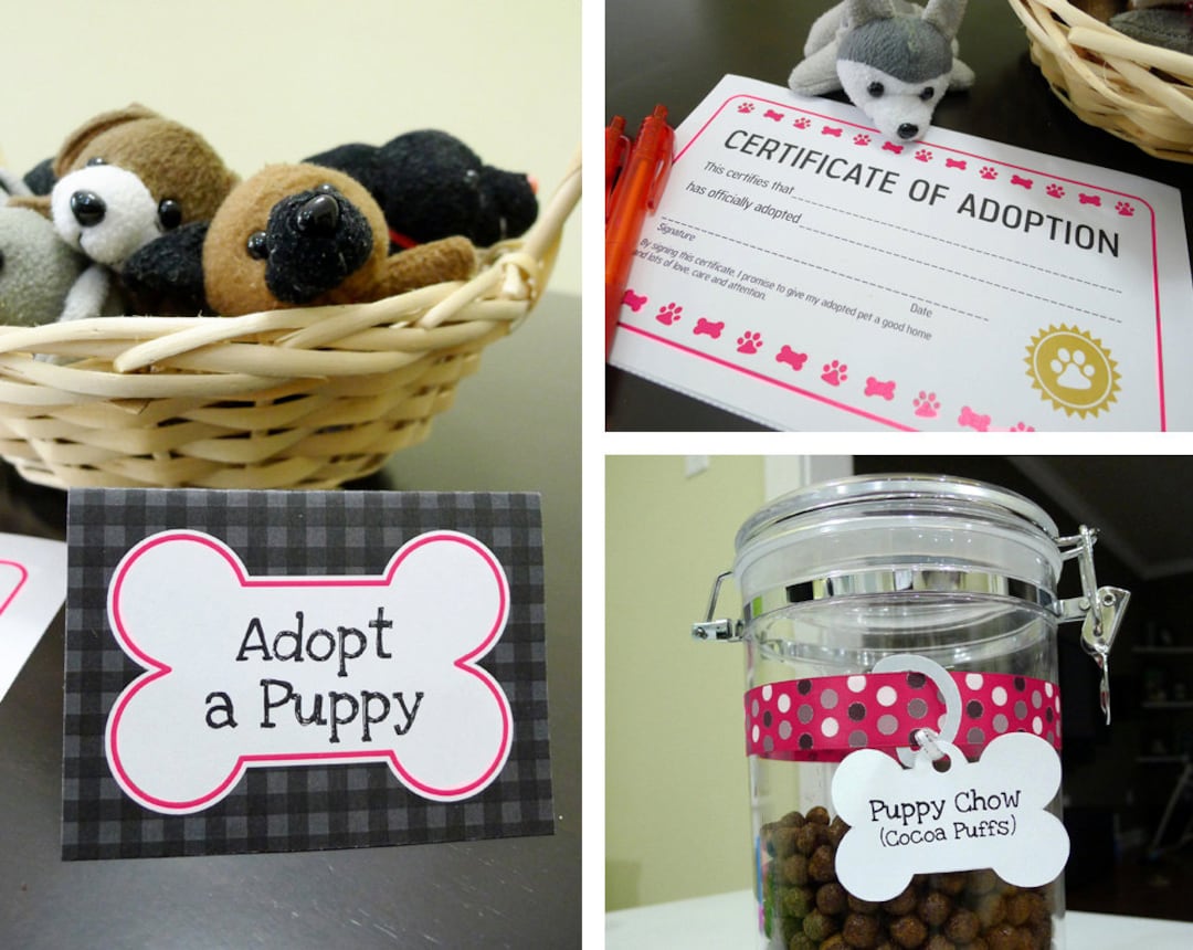 Pink Puppy Dog Printable Birthday Party Kit: Food Labels / Placecards ...