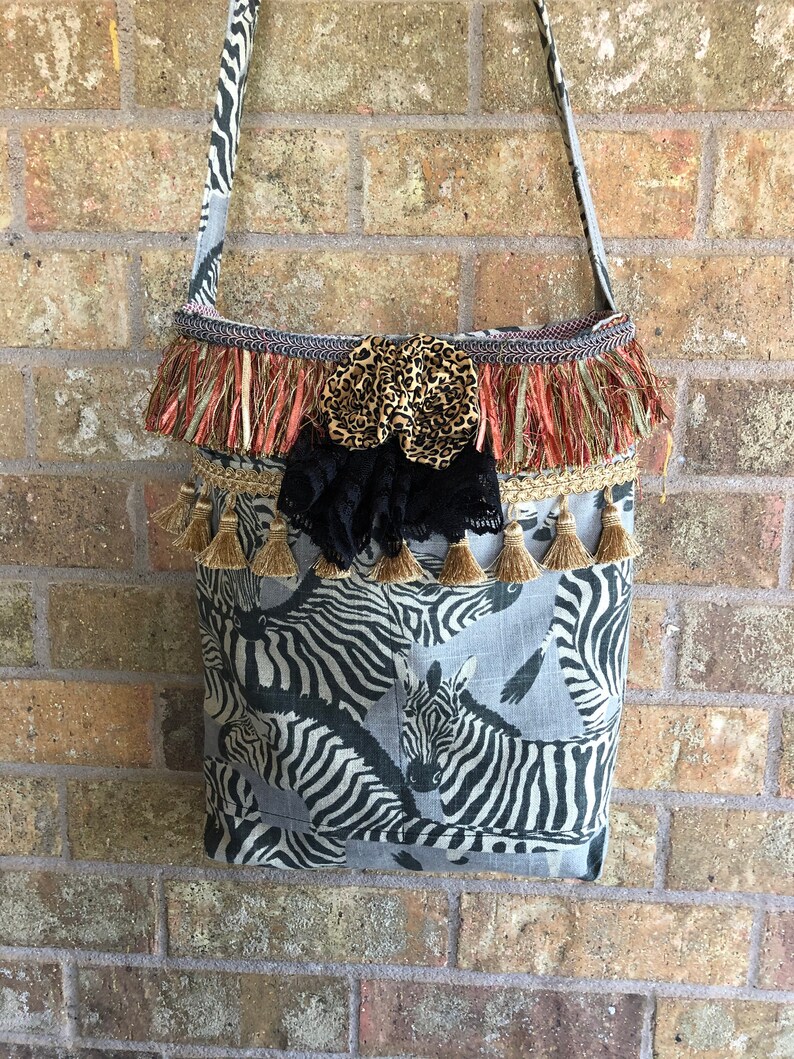 ilustrated zebra purse zebra crossbody bag boho crossbody bag handrolled roses embellished gypsy purse handmade purse large animal print bag