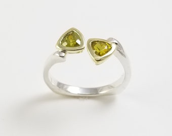 Andradite garnet in 18k green gold and silver