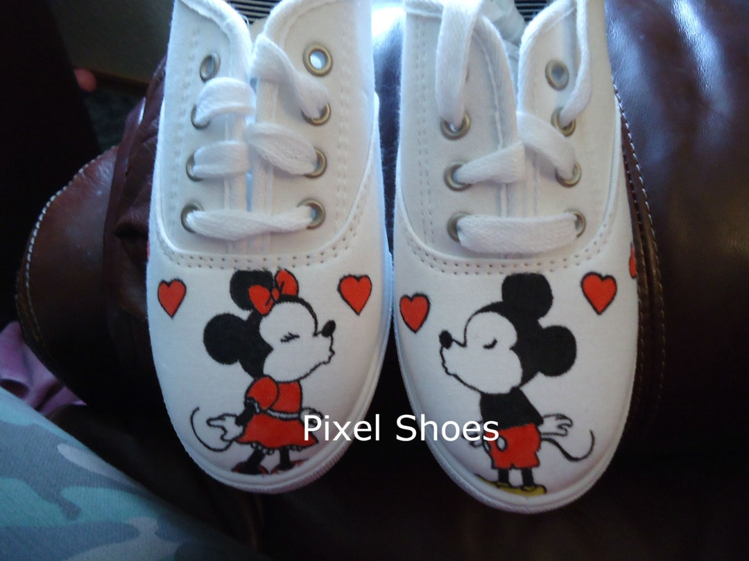 Hand Painted Minnie And Mickey Mouse's Head On My Keds, 56% OFF