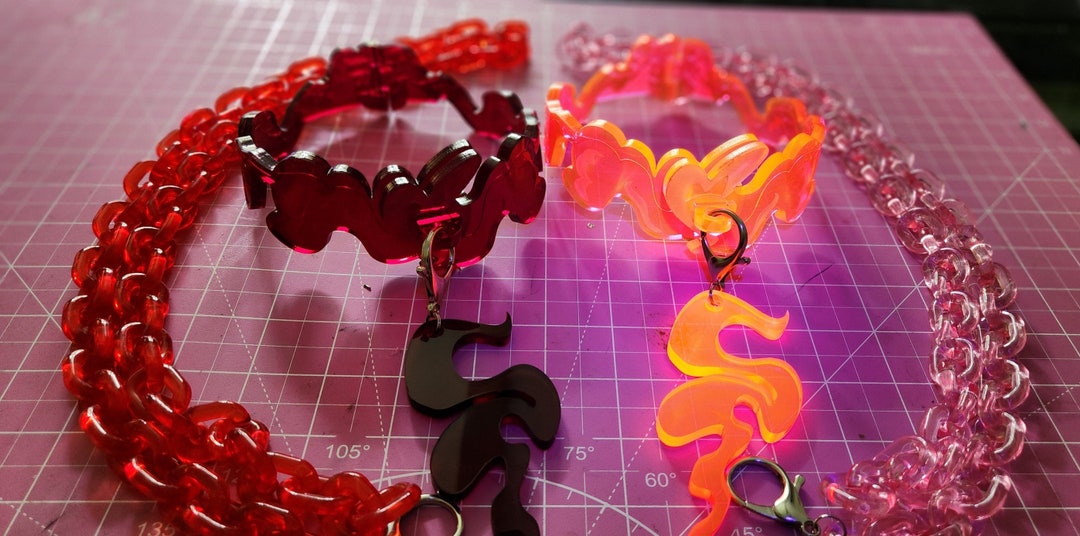 Hazbin Hotel Acrylic Angel Dust Valentino Cosplay Collar With Acrylic 