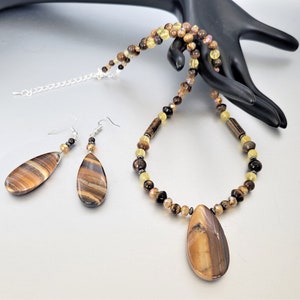 Tiger eye Citrine set, necklace and earrings, Gemstone jewelry, energy stone, gemstone jewelry set, Jewelry set, gift idea