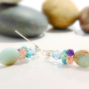 Afrikanischer Opal Ohrringe, Juwel Stein baumelt, Naturforscher Schmuck, blaue Stein baumeln, Heilung Schmuck, Geschenk für sie, Zen-Schmuck, Handarbeit