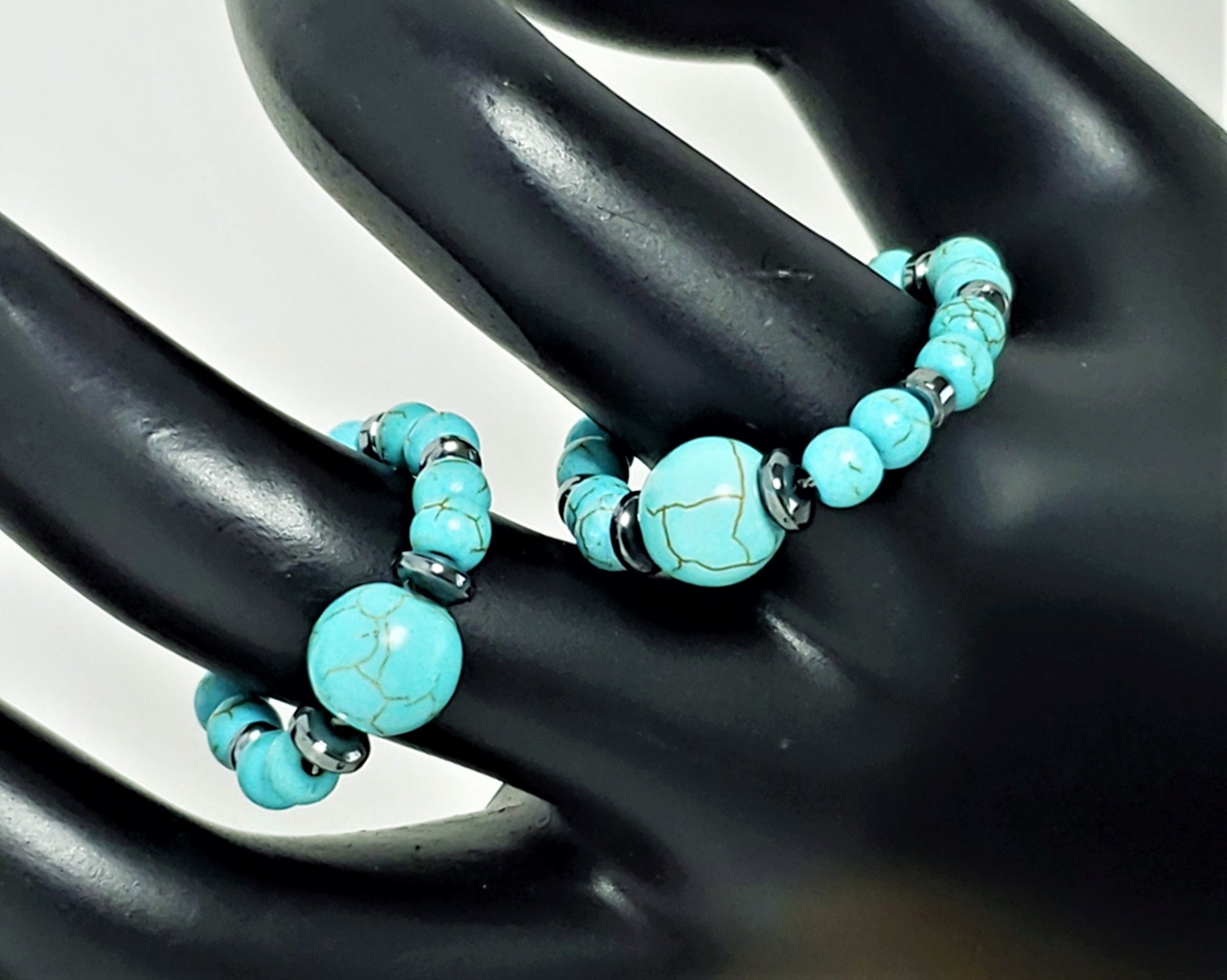 Howlite Ring, Gemstone Ring, Beaded Ring, Healing Jewelry, Gemstone ...