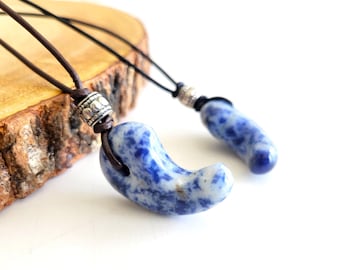 Sodalite Magatama, Magatama necklace, Japanese Talisman, Healing stone, Unisex necklace, magatama stone, Healing Gift idea
