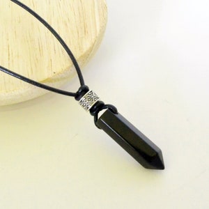 Men&#39;s Onyx necklace, Leather stone jewelry, Cool stone necklace, unisex necklace, Onyx choker, adjustable necklace, gift for men