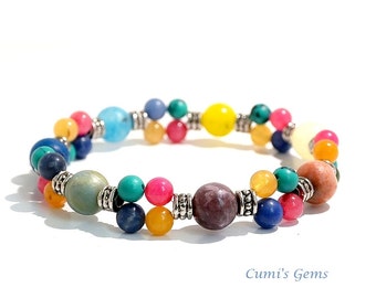 Bunte, Energie Armband, Armband, Handarbeit Schmuck, Geschenk-Idee, Halbedelsteinen Edelsteine, Abschlussball, OOAK Armband