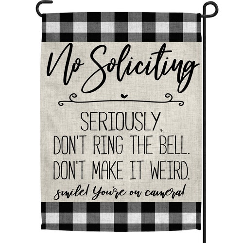 Garden Flag Funny No Soliciting Linen Etsy