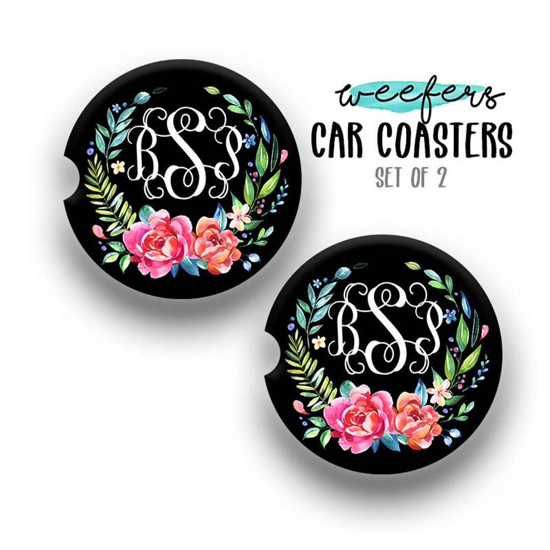 Personalized Monogrammed Car Cup Holder Coaster Coworker Etsy
