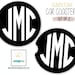 Circle Monogram Car Coasters,  Custom Set of 2 Personalized Boyfriend Birthday Gift Boss Gift for him Gift for men Brother Dad  (CAR0019) 