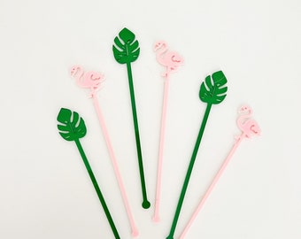 Palm and Flamingo Stir Stick Set