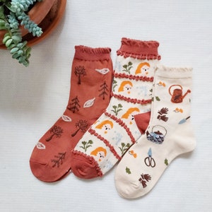 Zen Gardener Rust Crew Socks