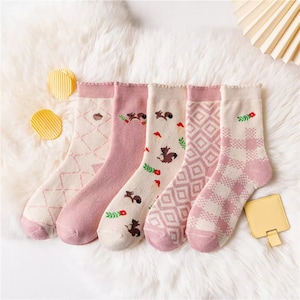Pink Squirrel Terrycloth Crew Socks